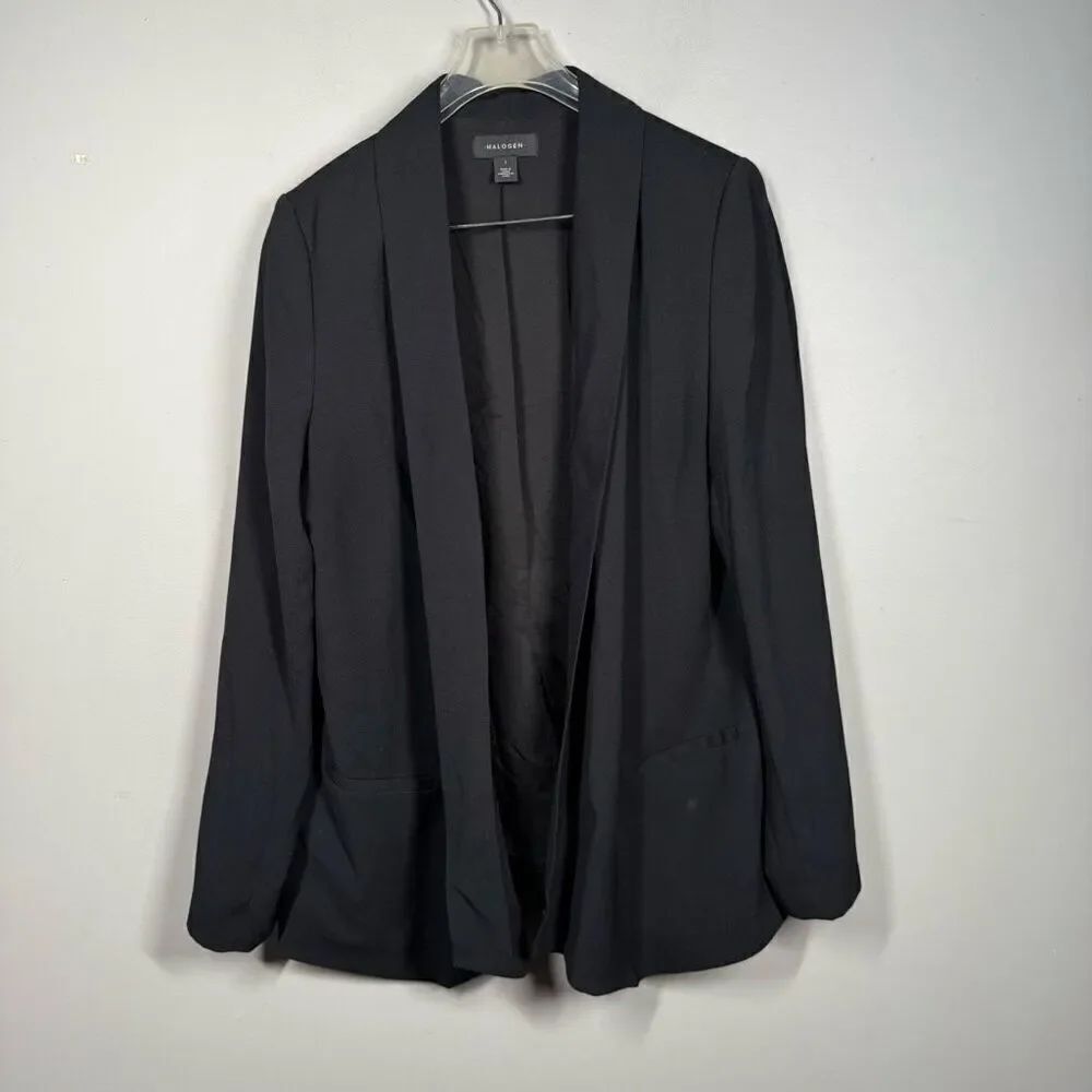 Halogen open front relaxed longline blazer black